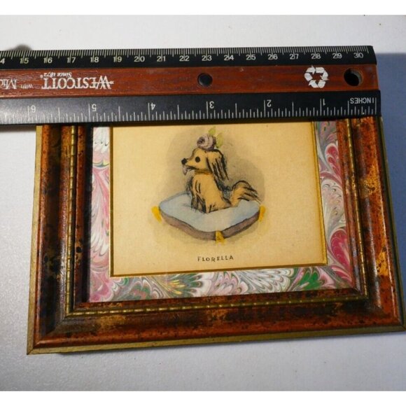 Helmut Hal Kramer Florella Print In Distressed Wood Frame With Marbled Border - Picture 2 of 7